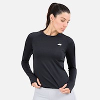 Polo Ml New Athletic Angie Negro Mujer